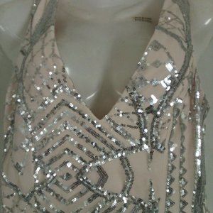 Windosr Pale Pink and Silver Embellished Maxi